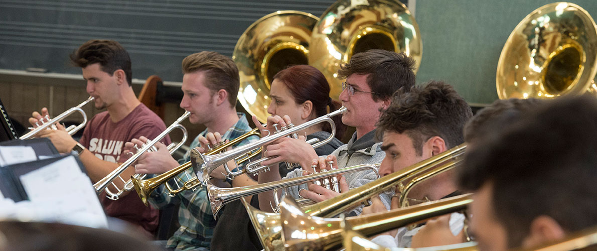 SIU Students Play trumpets