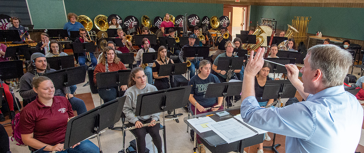 SIU Music Violin Trumbone Choir and Wind Ensemble Classroom